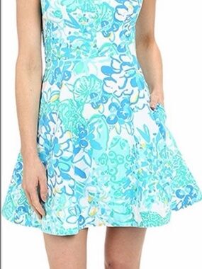 Lilly Pulitzer Aqua & Blue Floral Sleeveless Mini Dress